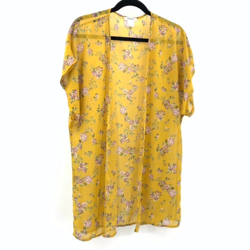 Persaya floral long kimono Gold Short Sleeve Swim